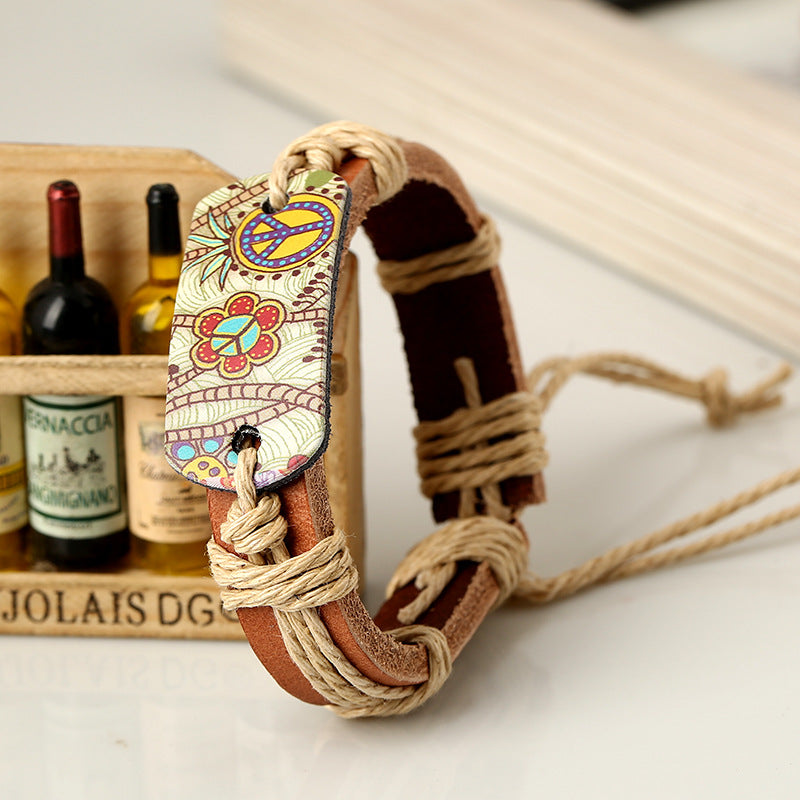 Woven cowhide bracele/Wonderfuu