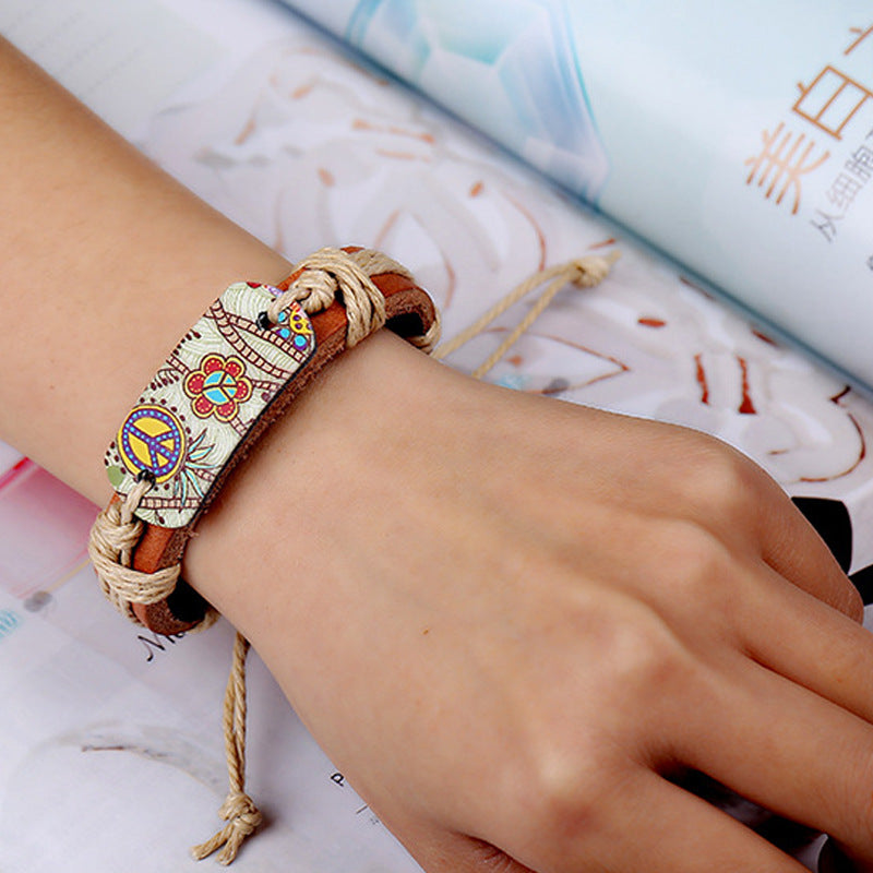 Woven cowhide bracele/Wonderfuu
