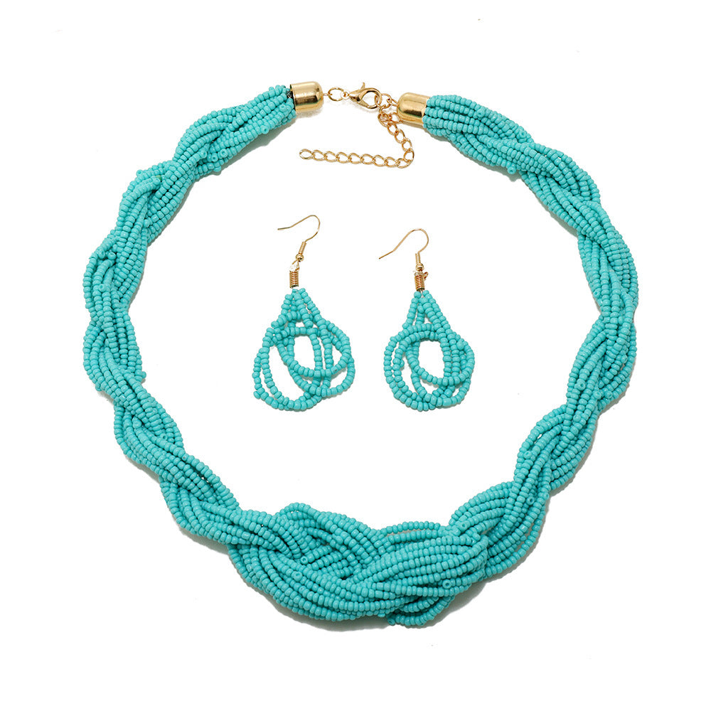 Hand woven Necklace Earring Set /Wonderfuu